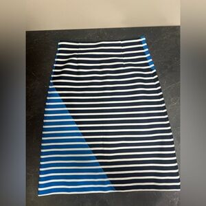 J. Crew Navy and Blue Striped Pencil Skirt